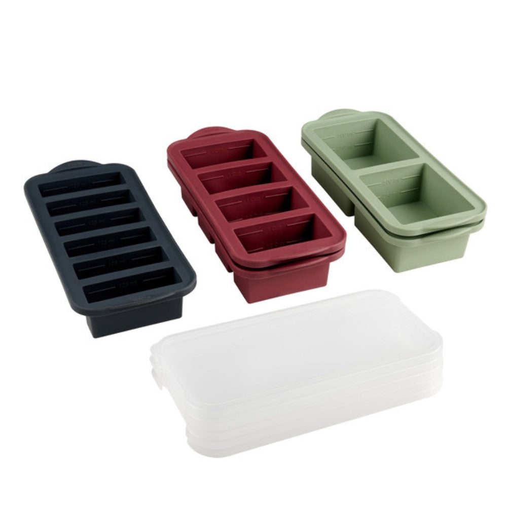 Trudeau - Bacs de congélation silicone avec couvercles Clever Cubes, paquet de 5