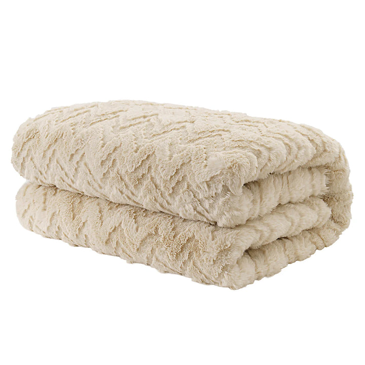 Mon Château - Jeté de luxe jacquard en fausse fourrure