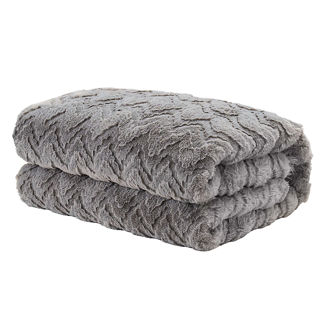 Mon Château - Jeté de luxe jacquard en fausse fourrure