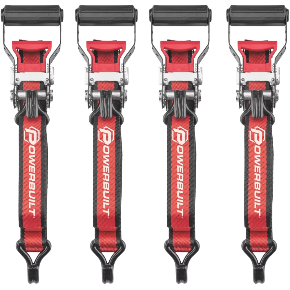 Powerbuilt - Ensemble de 4 sangles à cliquet de 3,8 cm × 4,8 m (1,5po × 16 pi)