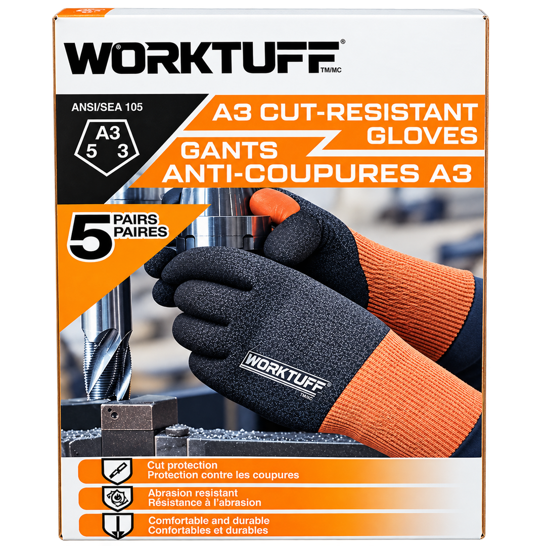 Worktuff - Cut-resistant gloves, pack of 5