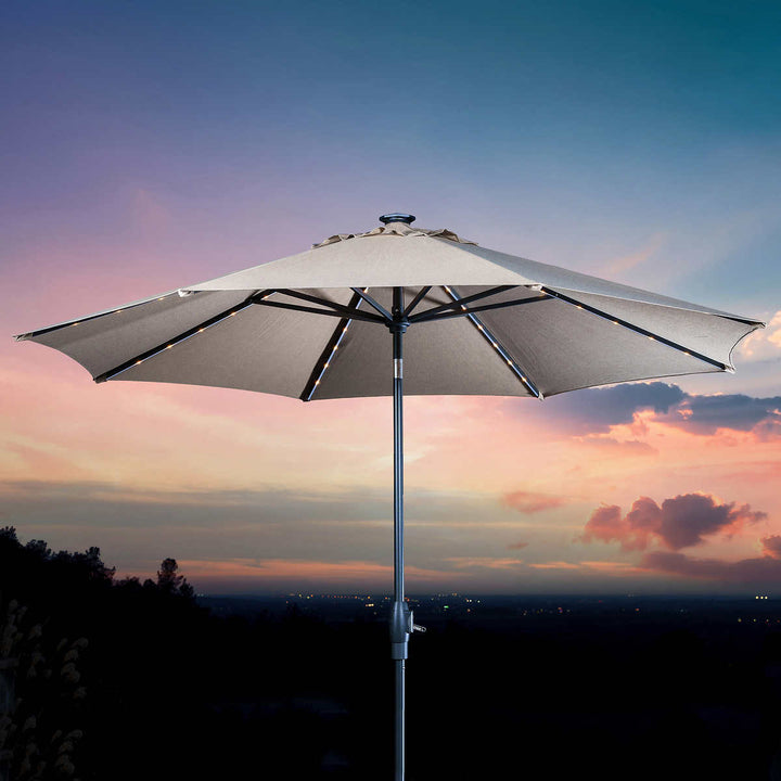 SunVilla - Parasol de marché rond à DEL solaire de 3 m (10 pi)