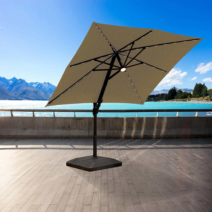 Seasons Sentry - Parasol excentré carré de 3,05 m (10 pi) avec éclairage solaire à DEL