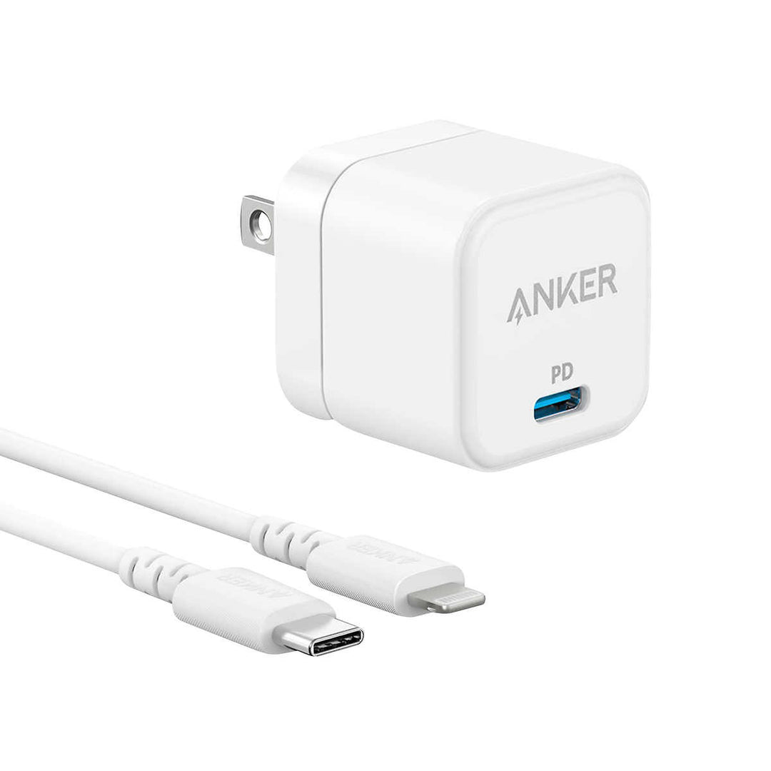 Anker - Mini Charger with 6ft USB-C to Lightning Connector Cable