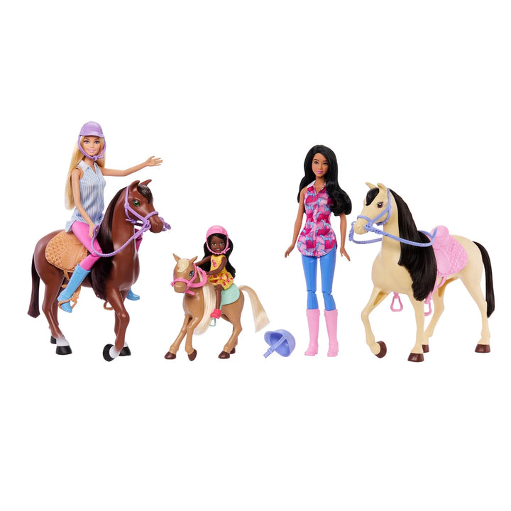 Barbie - Barbie et chevaux, coffret de jeu d'équitation