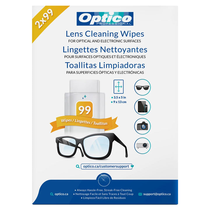 Optico Professional – Cleaning Wipes, 2 × 99 Wipes