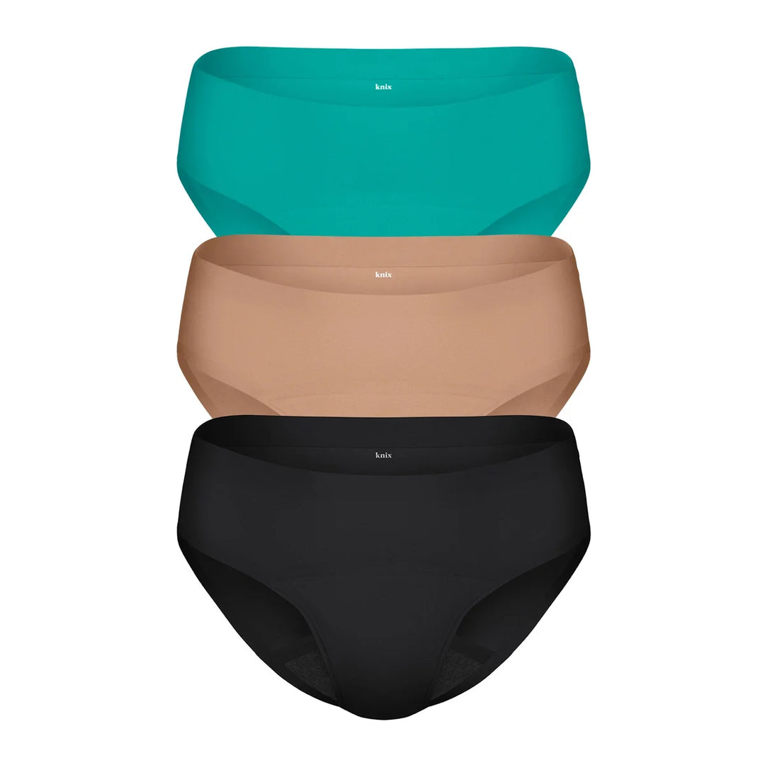 Knix - Sous-vêtements menstruels réutilisables de style bikini, paquet de 3