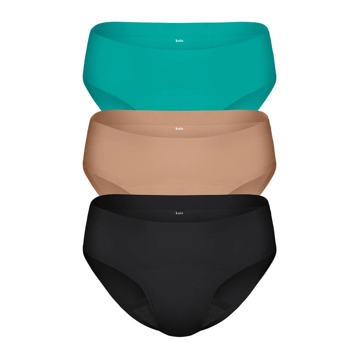 Knix - Sous-vêtements menstruels réutilisables de style bikini, paquet de 3
