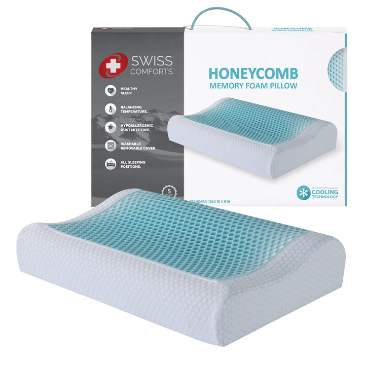 Swiss Comforts - Oreiller en mousse à mémoire de forme en nid d'abeille