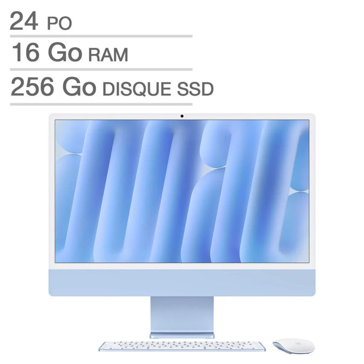 Apple - 24-inch iMac, Apple M4 chip, 16 GB RAM, 256 GB SSD, French