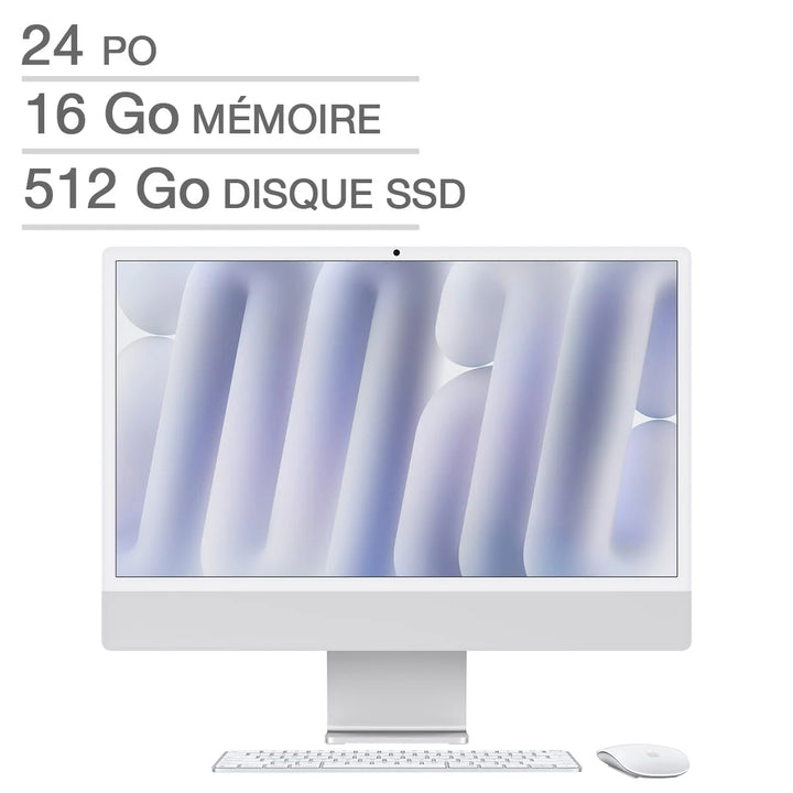 Apple - iMac de 24 po, puce M4 d’Apple, 16 Go RAM, 512 Go SSD, Français