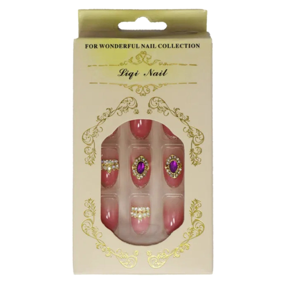 Press-On - Ongle carré arrondi à flocons blancs Flower Nail, 24 pièces