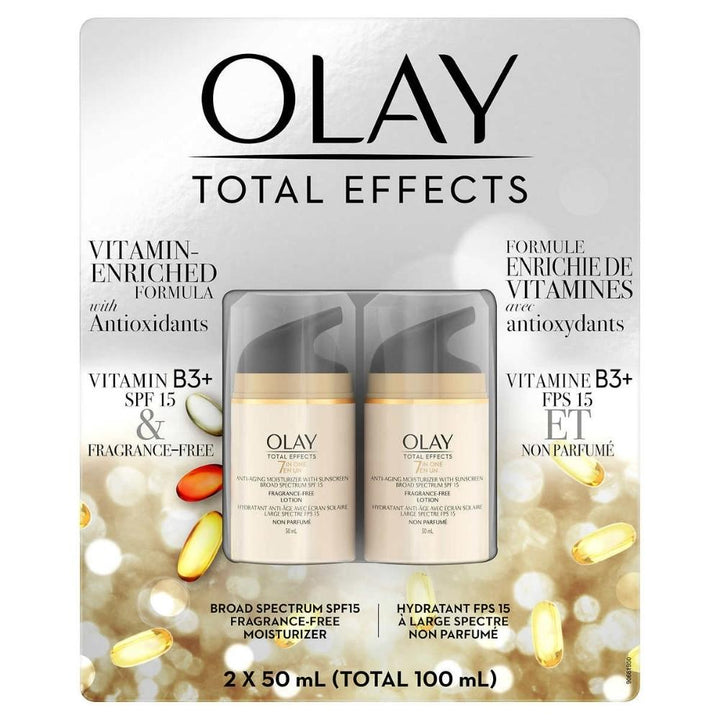 Olay Total Effects - Hydratant antiâge FPS 15, 2 x 50 ml