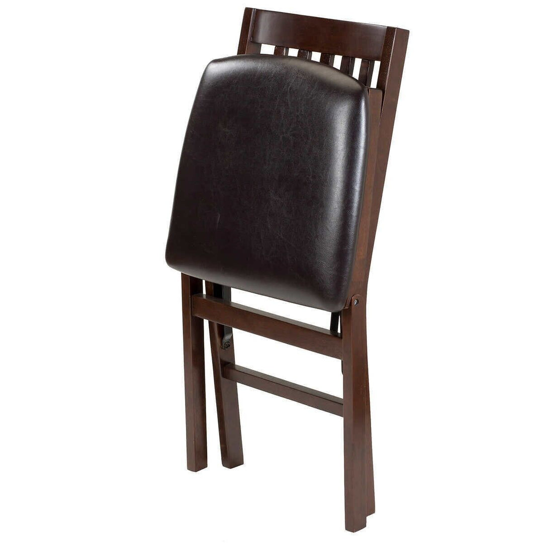 Stakmore - Ensemble de 2 chaises pliables en bois, espresso avec cuir contrecollé
