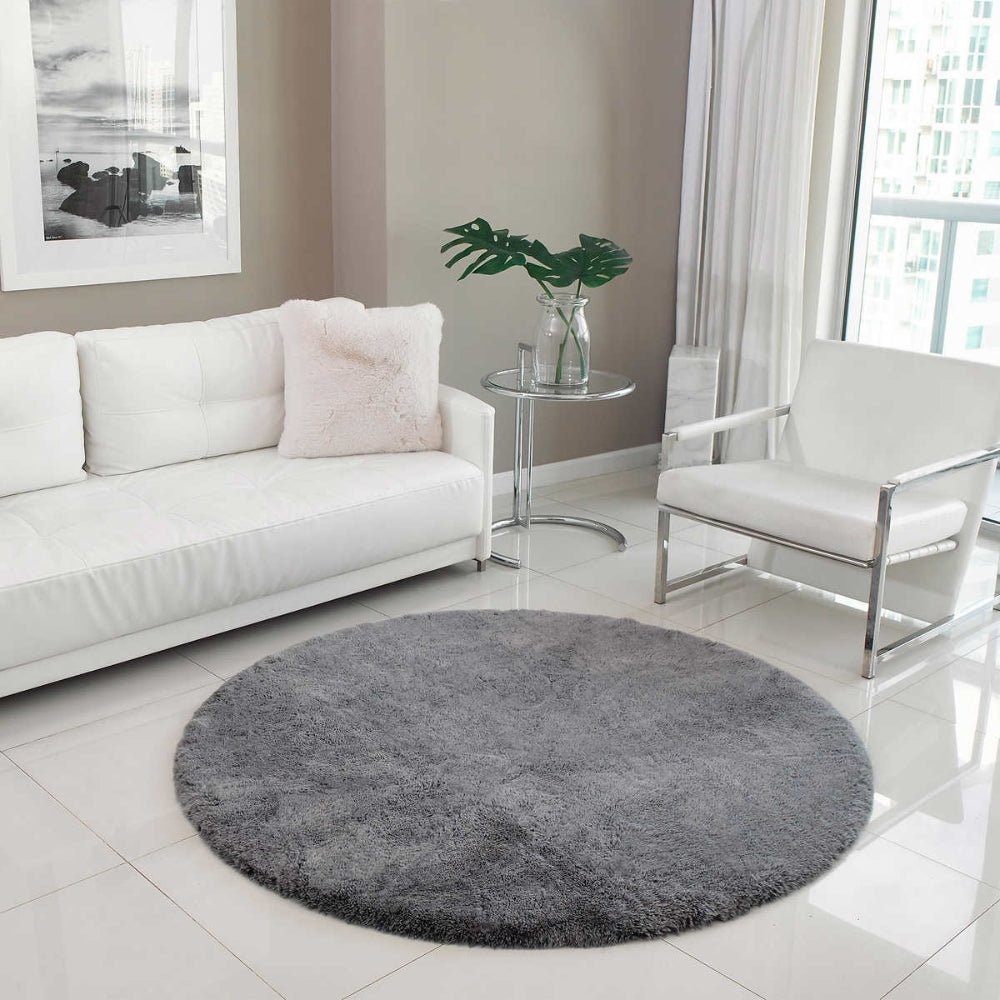 Mon Chateau - Tapis rond en fausse fourrure