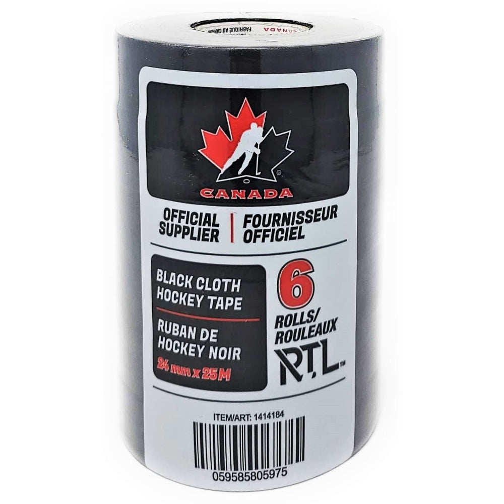 ‎Hockey Canada - 6 rouleaux de ruban adhésif pour hockey Noir 24 mm x 25 m