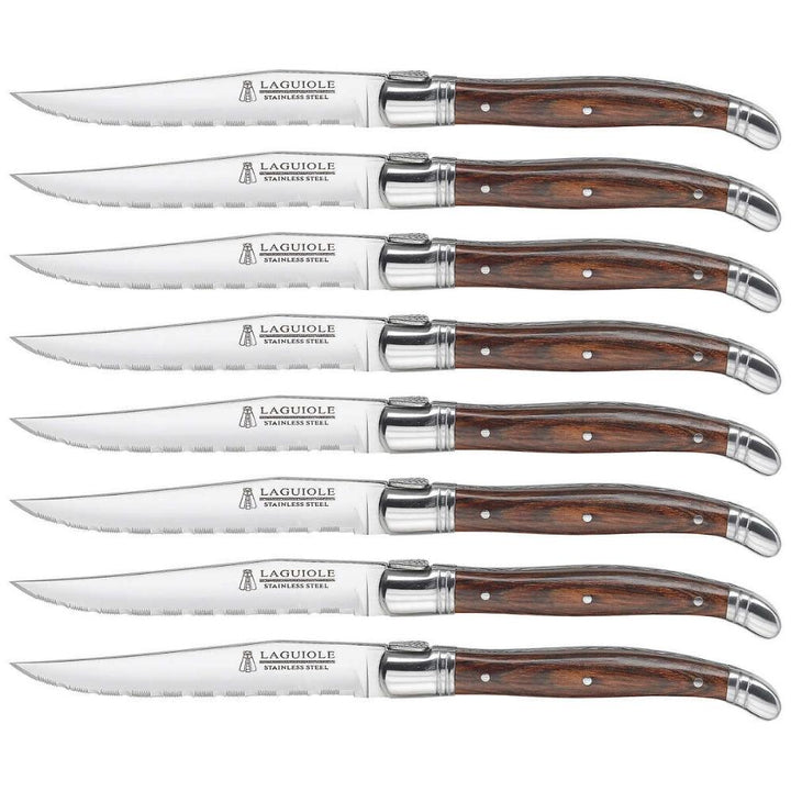 Trudeau - Laguiole, ensemble de couteaux à steak en bois de Pakka, 8-pièces