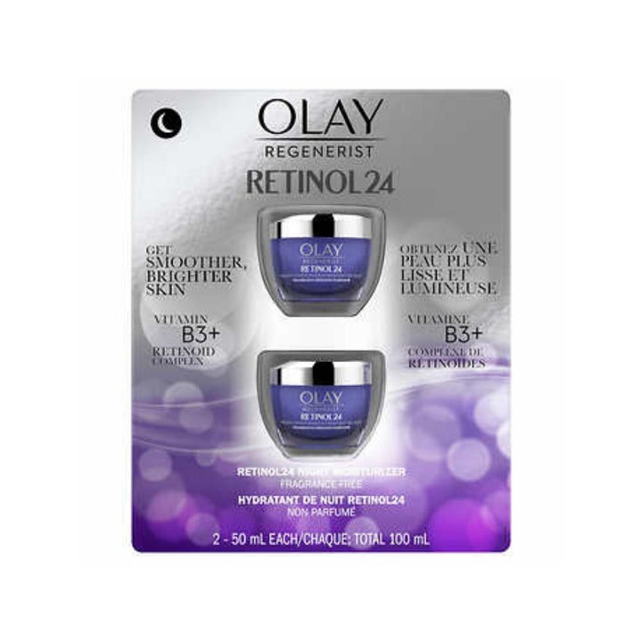 Olay - Crème de nuit hydratante Retinol 24, 2 x 50 ml