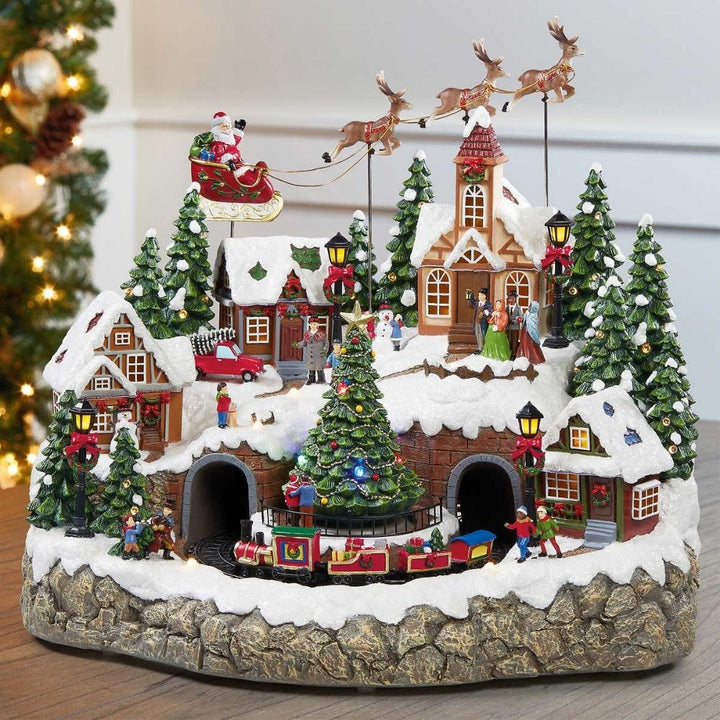 Snowy Holiday Village Centerpiece