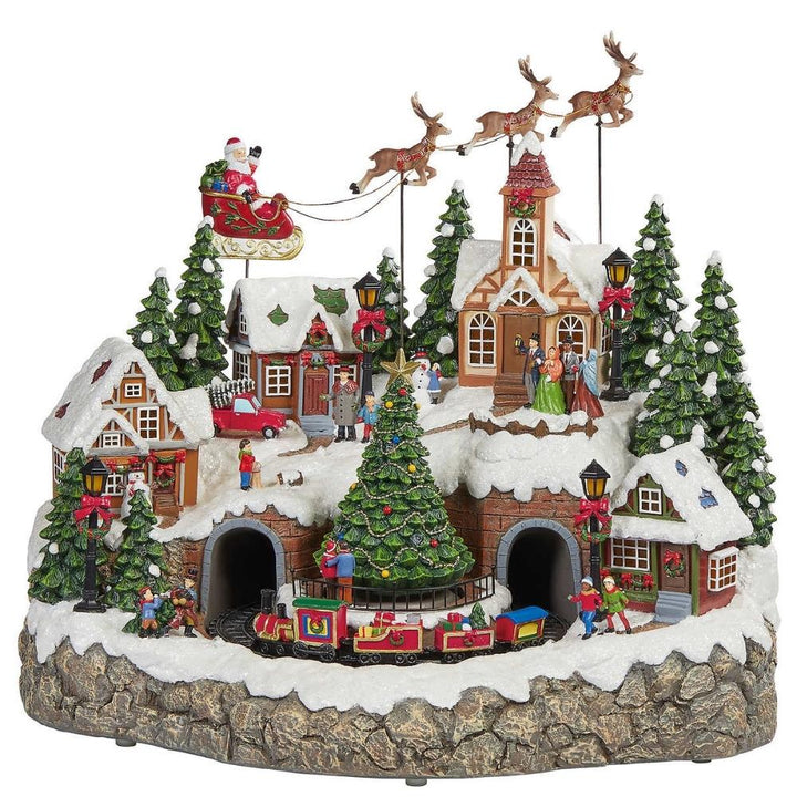 Snowy Holiday Village Centerpiece