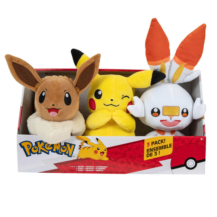 Pokémon - Paquet de 3 peluches de 20 cm