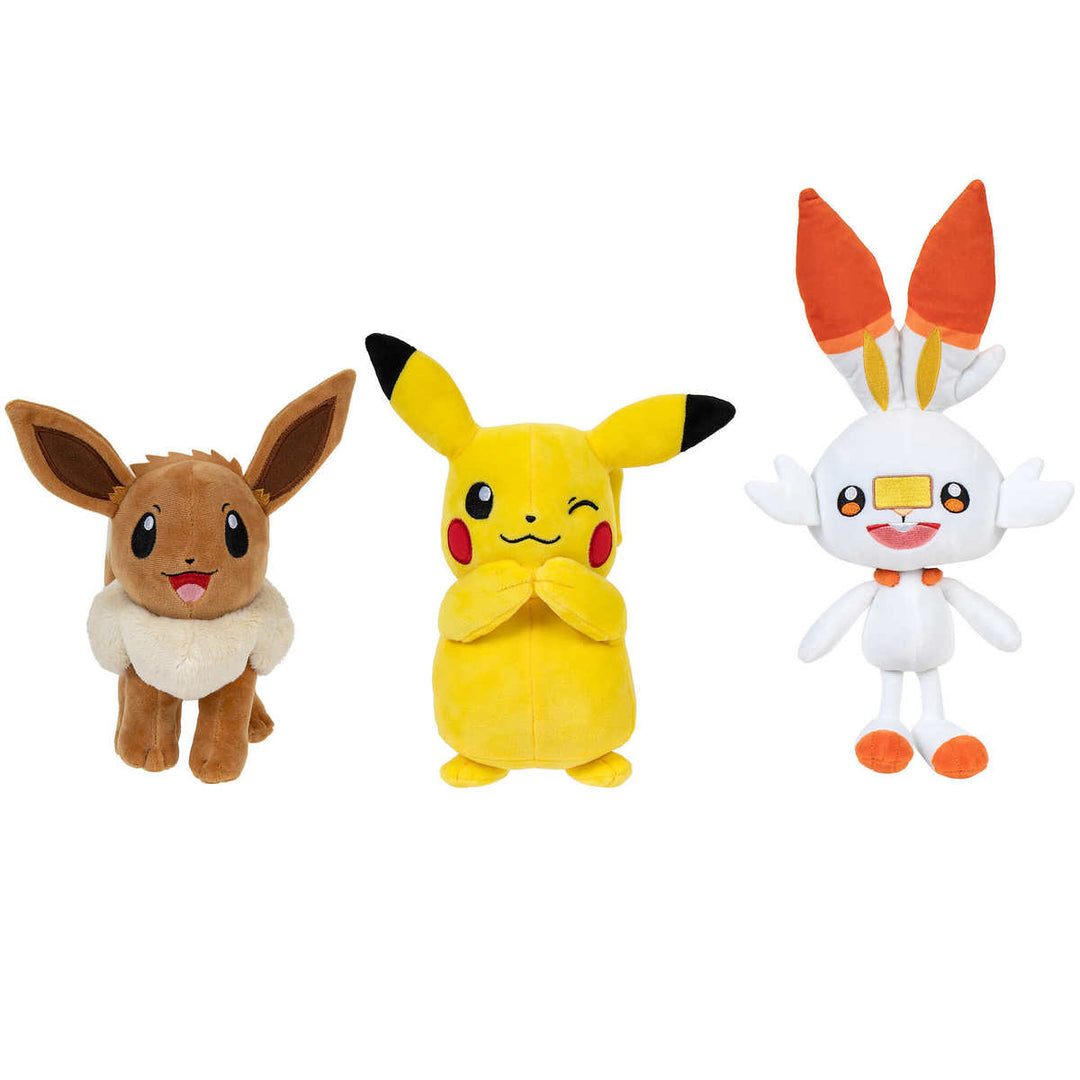 Pokémon - Paquet de 3 peluches de 20 cm