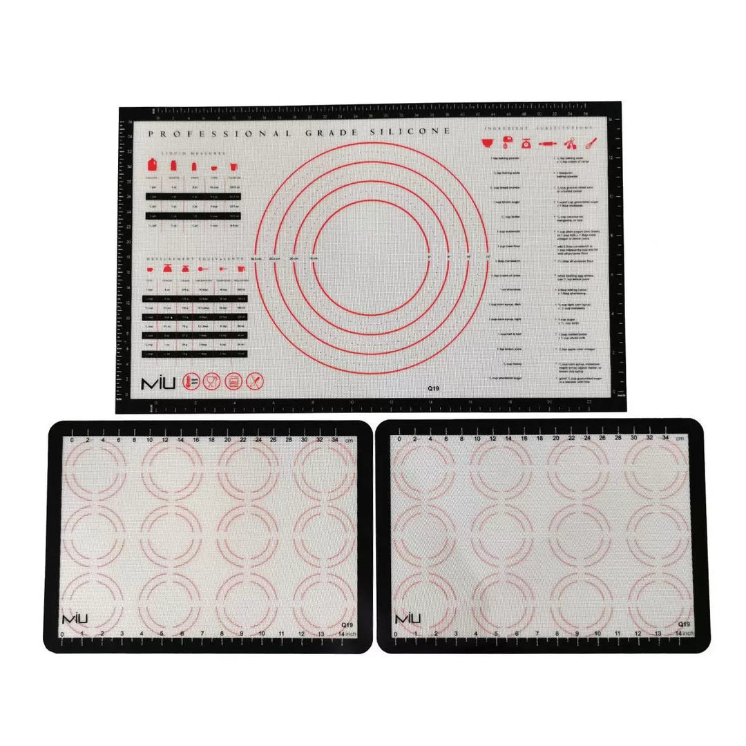 MIU - Ensemble de 3 tapis de pâtisserie et de cuisson en silicone