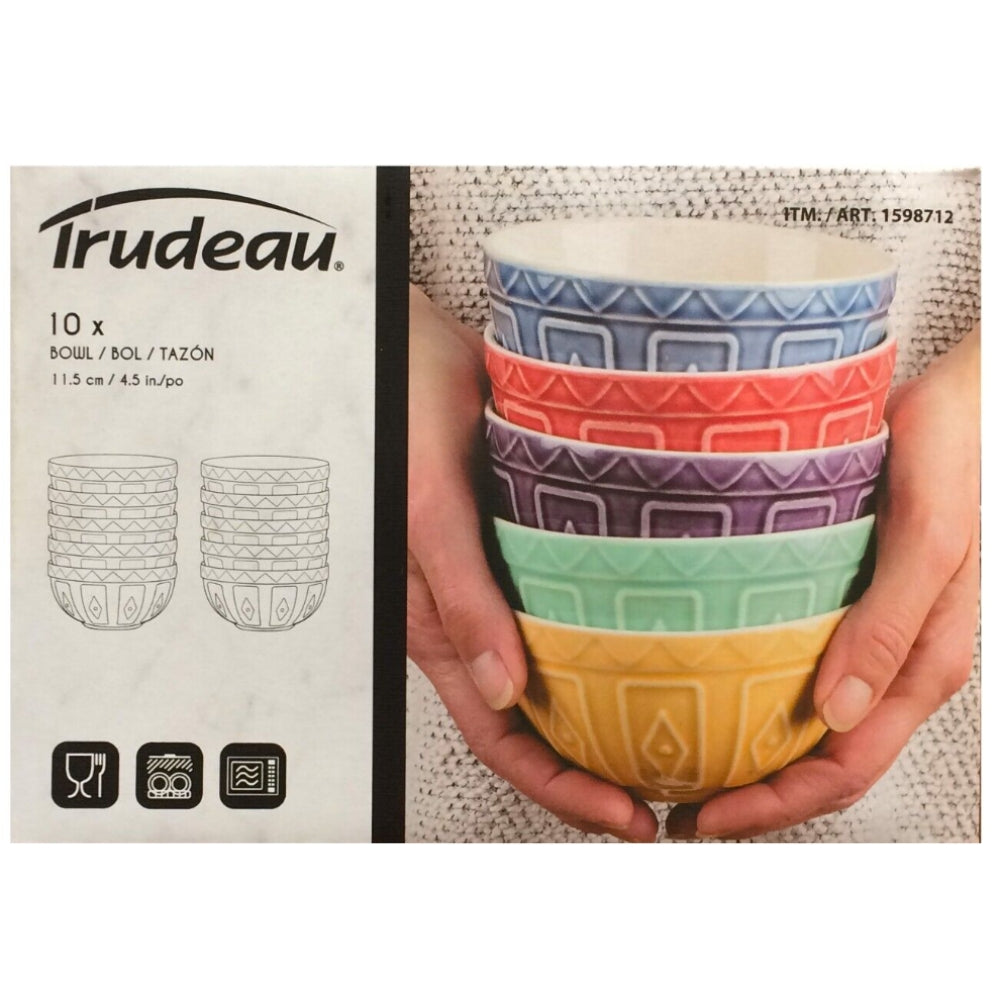 Trudeau - Bols en porcelaine multicolore de 4,5 po - paquet de 10