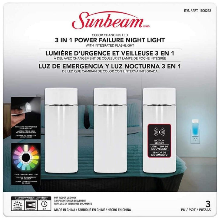 Sunbeam - Ensemble de 3 veilleuses DEL à changement de couleur
