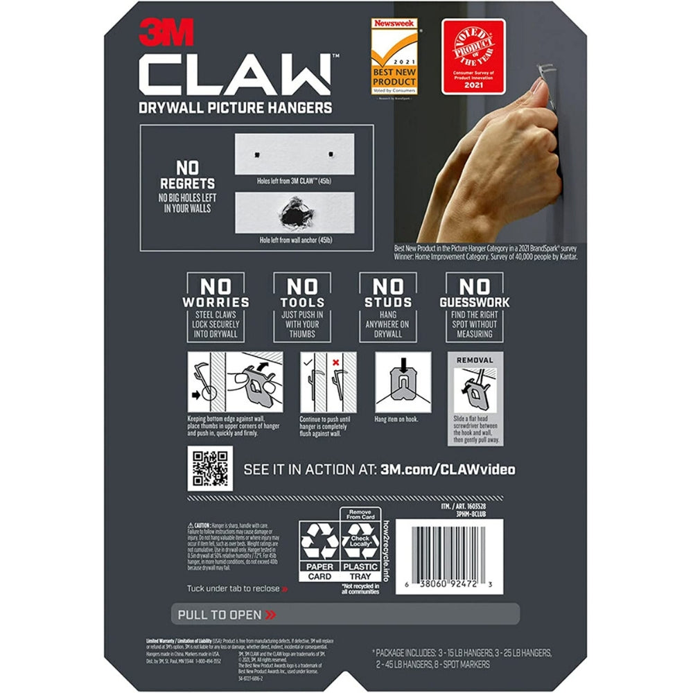 3M Claw - Crochets pour cadres avec marqueur, assortis
