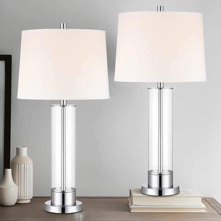 Bridgeport Designs - Ensemble de 2 lampes de table contemporaine en verre
