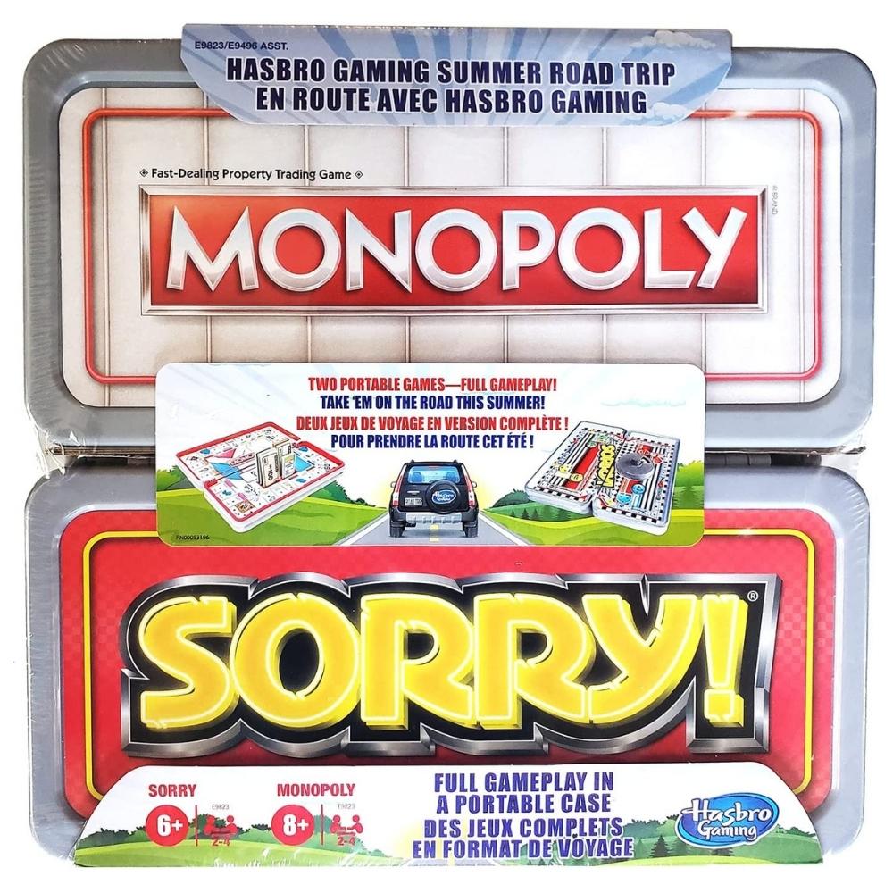 Hasbro - Jeux de société format voyage, ensemble de 2 jeux.