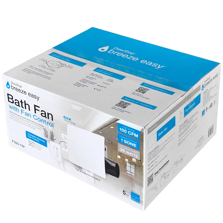 Breeze Easy - Ventilateur salle de bain avec détection d'humidité de 100 CFM / 1 sone