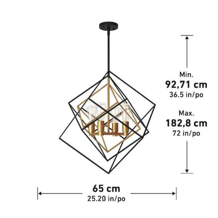 Artika - Lustre suspendu industriel moderne à 4 lumières Harmonium