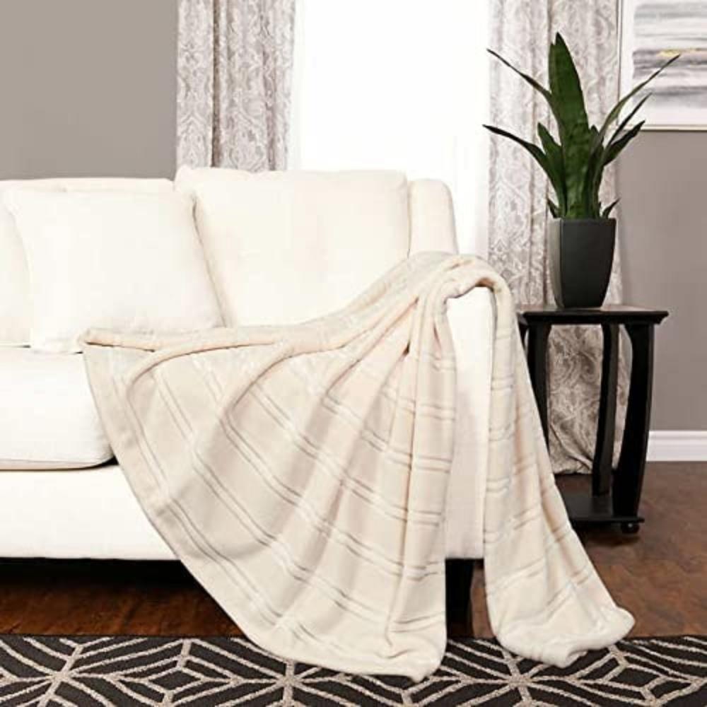 Life Comfort Striped Plush Throw