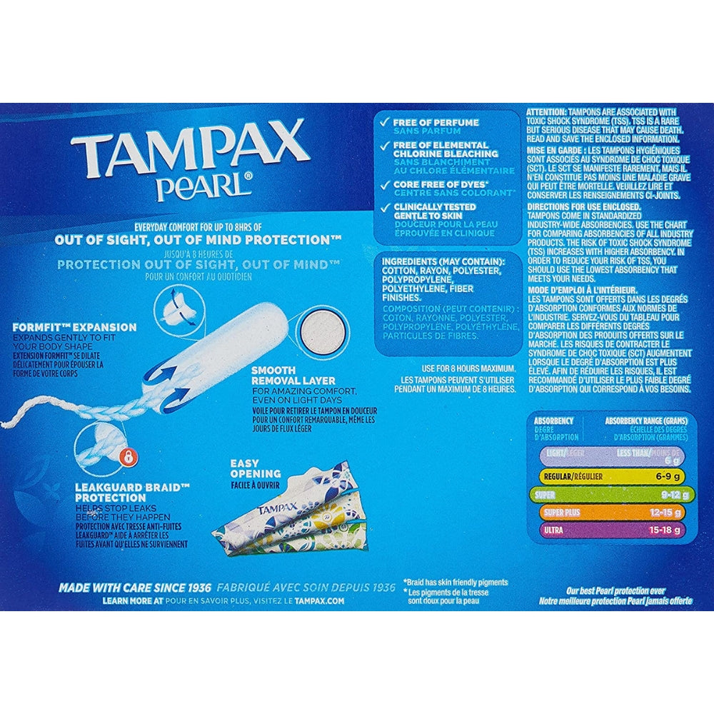 Tampax Pearl - Lot de 96 tampons super absorbants non parfumés